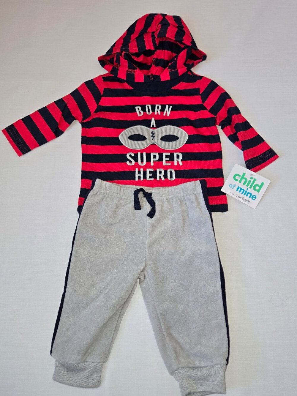 NWT Child of Mine Born a Super Hero Baby Outfit Set 0-3M